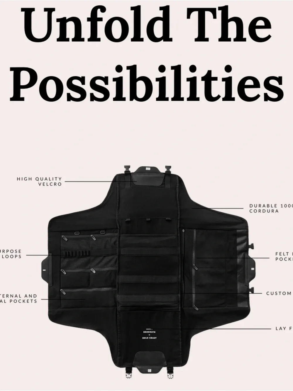Osuza Canvas Tactical Design  Folding Waterproof Cordura Backpack Unisex Black